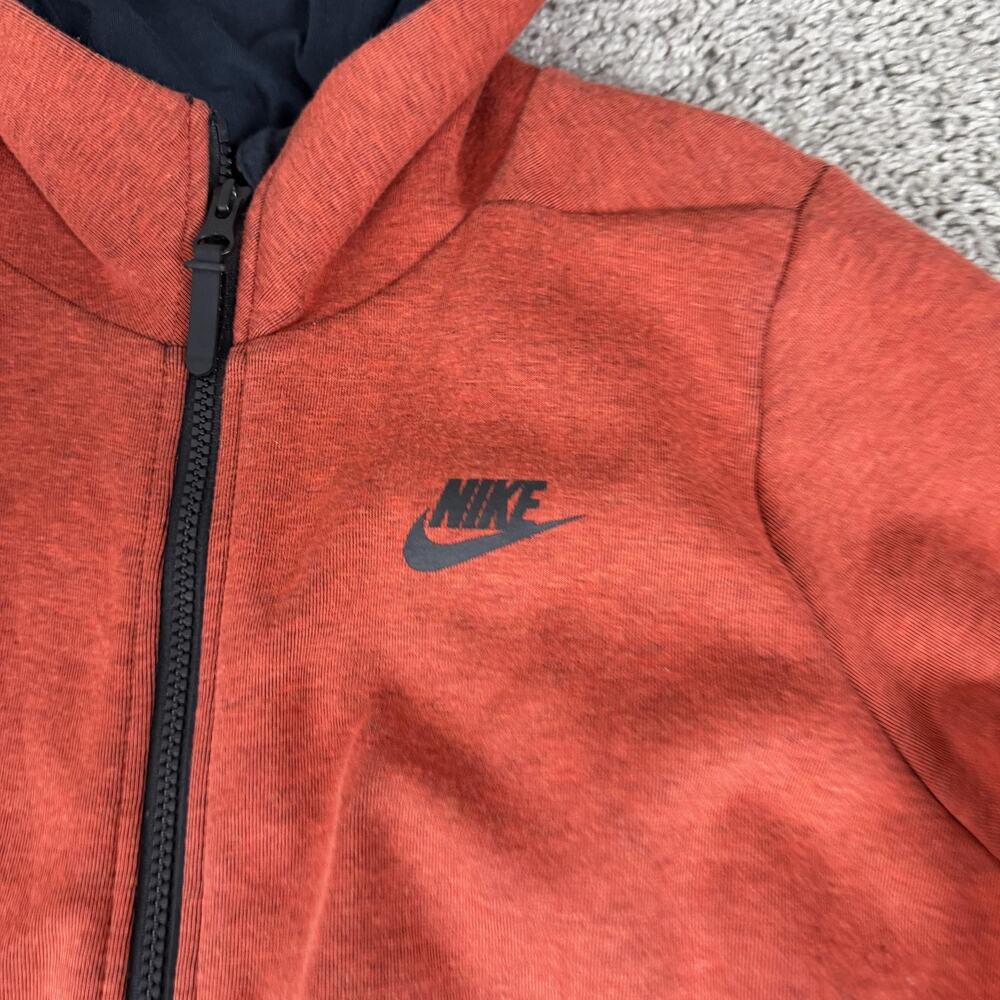 Nike Tech Fleece Hoodie Womens L Orange Full Zip Lined Jacket Sweatshirt Swoosh - Picture 4 of 12